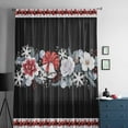 thumbnail image 5 of Black Christmas Semi Sheer Curtains Drapes for Living Room,Bedroom,French Doors Window 72 Inches Long,Winter Xmas Bells Bow Flower Snowflakes Rod Pocket Chiffon Curtain Drapery Voile Draperies Panel, 5 of 6