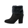 thumbnail image 6 of BLISSFUL STEP Women's Faux Fur Block Heel Round Toe Ankle Boots, 6 of 8