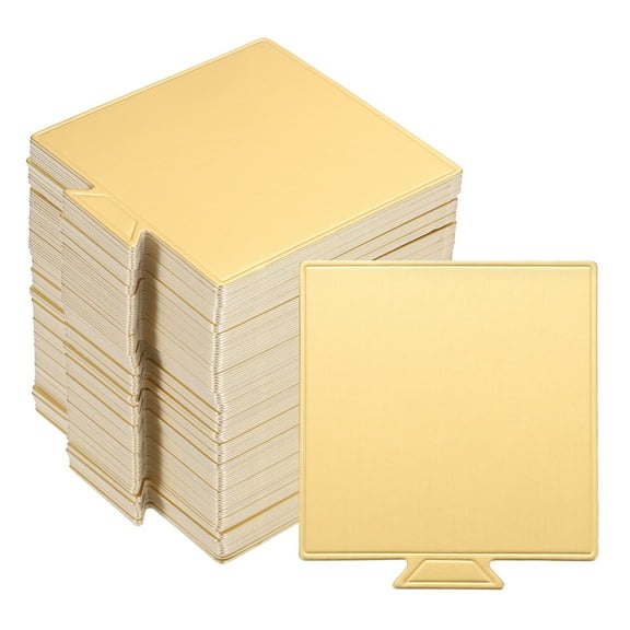 Uxcell 100pcs Mini Cake Boards, Mousse Cake Cardboards Square for Cake Bases (Gold)