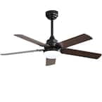 PUDO 42 in. Integrated LED Indoor Black Ceiling Fan with Lighting with 3 Mount Options Ceiling Fan