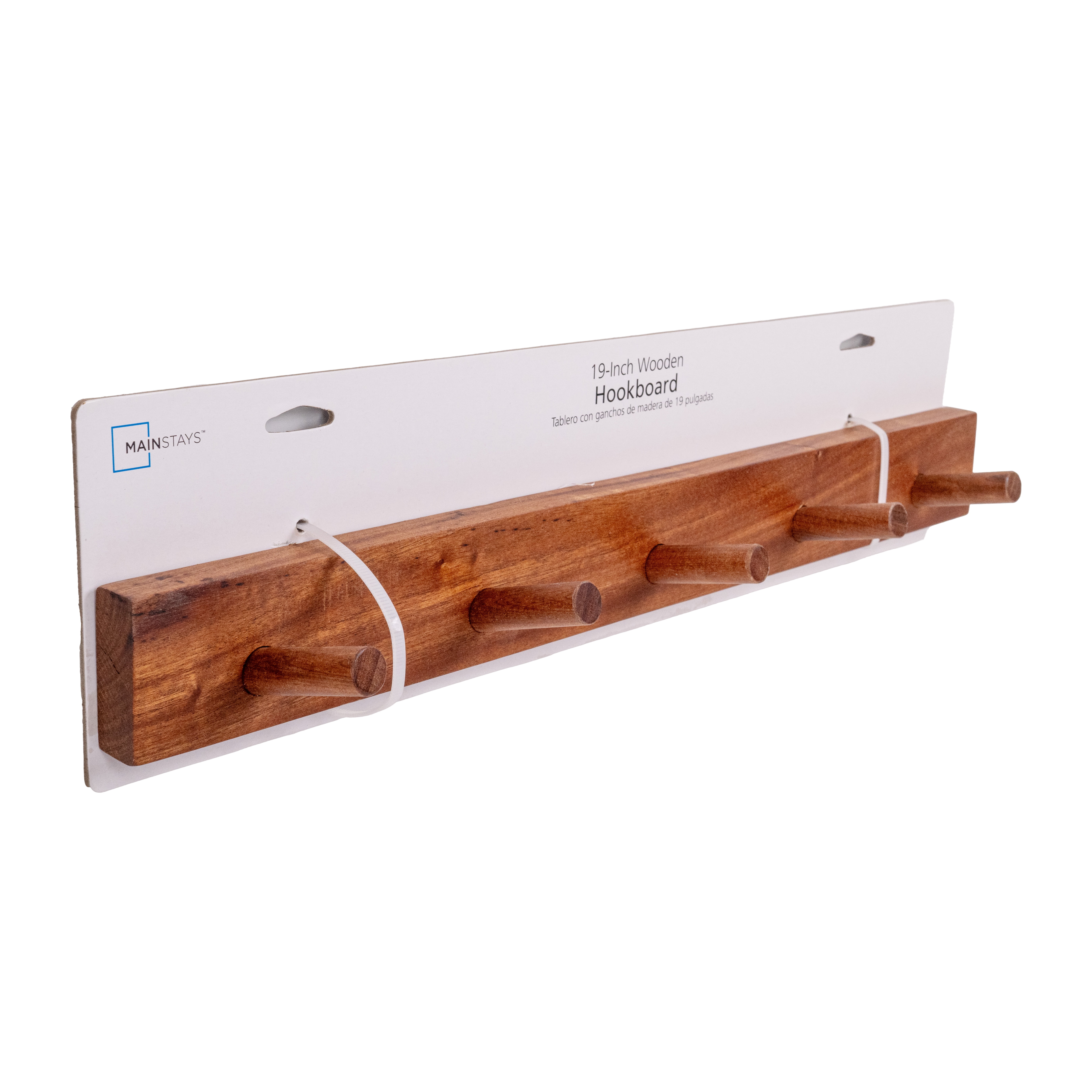 19" 5 Hook Wooden Hookboard Natural