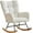 Beige, variant on EastVita Plush Teddy Upholstered Nursery Rocking Chair with High Backrest, Comfy Glider Rocker for Breastfeeding, Indoor Accent Armchair for Living Room