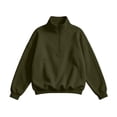 thumbnail image 4 of Hurxie Women's Half Zip Sweatshirts Fleece Stand Collar Long Sleeve Oversized Pullovers with Pockets Army Green,3XL, 4 of 7