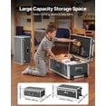 thumbnail image 2 of VEVOR Metal Storage Trunk, Set of 2, Wooden Suitcase Storage Boxes with Padlocks, Large Trunk Includes Casters and 3 Metal Handles, Decorative Store Chest with Lids for Travel, Apartment, Dorm, Gray, 2 of 9