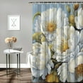 thumbnail image 2 of Fenyluxe White Flowers Blue Yellow Pretty Shower Curtain Bathroom Decor 100% Polyester Fiber Washable Home Bathtubs Decoration with Hooks 60x72, 2 of 7