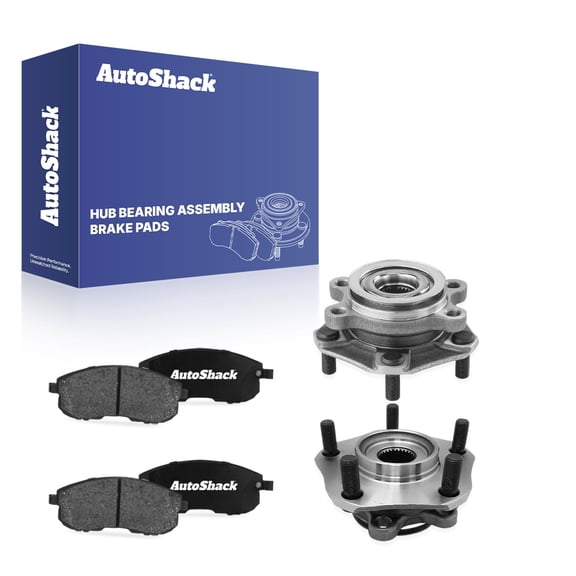 AutoShack Front Ceramic Brake Pads   Wheel Hub Bearing Assemblies with ABS Replacement for 2013-2019 Nissan Sentra 6-PC Kit