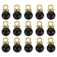 thumbnail image 1 of Unique Bargains Pendentifs Perles Factices 8 mm, Lot de 100 Perles Rondes Imitation Perle avec Strass, Noir Doré, 1 of 6