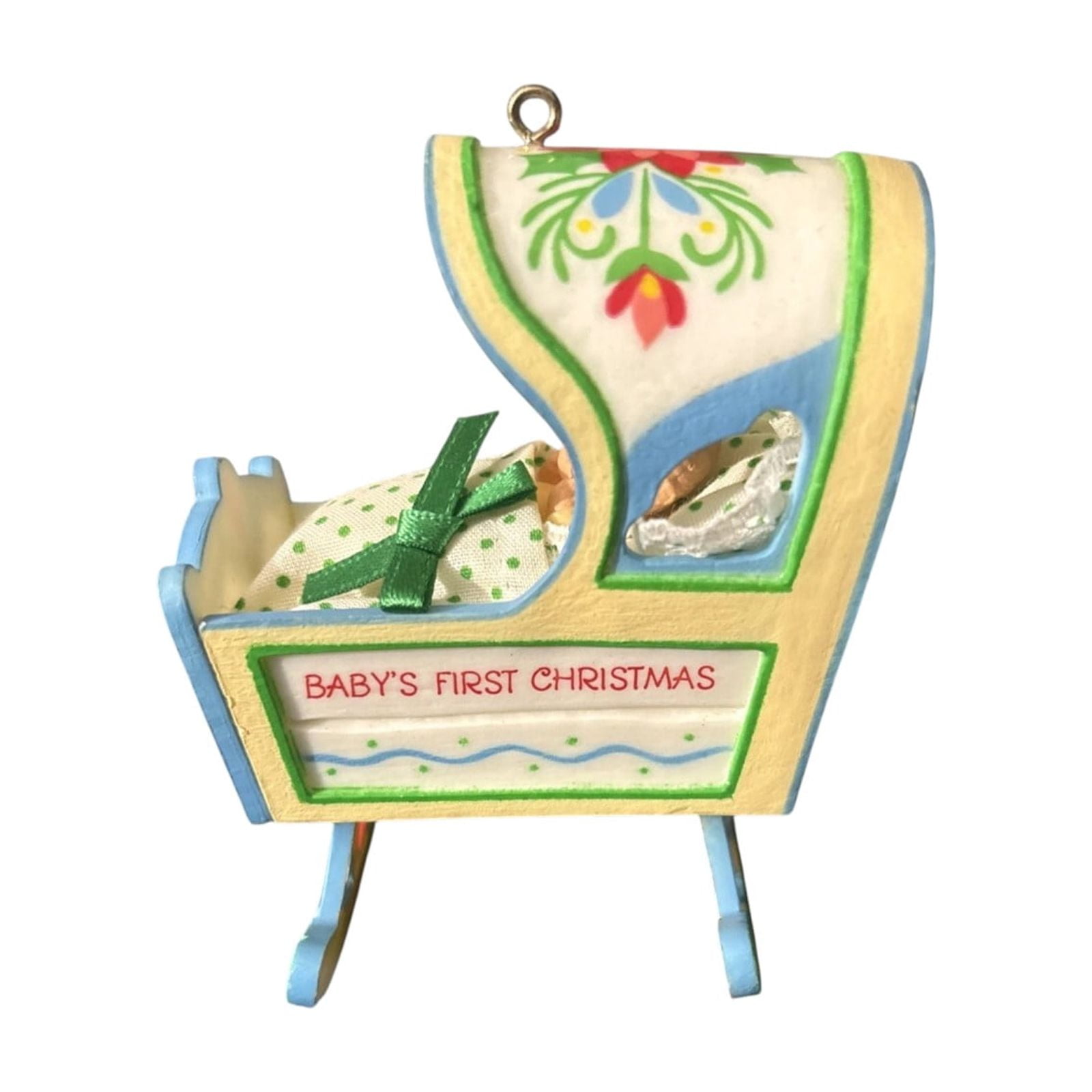 1983 Baby’s 1st Christmas (Cradle) Hallmark Keepsake Christmas Tree Ornaments QX402-7