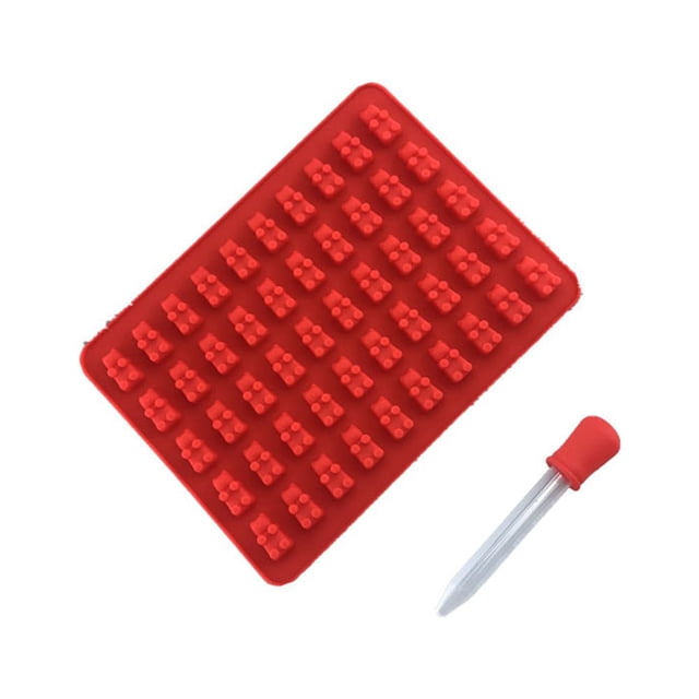 Molde de silicona de 50 piezas para gomitas de oso, molde para hielo, juego de dos piezas