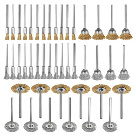 

44 Pieces Mini Wire Brush Wheel Cup Brass Steel Wire Brush Set 1/8inch (3mm) For Polishing Buffing