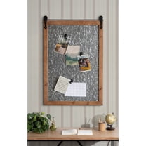 Kate and Laurel Cates Barn Door Galvanized Metal Magnetic Memo Board, 22 x 32, Rustic Brown, Rectangular Modern Farmhouse Vision Board with Four Included Magnets