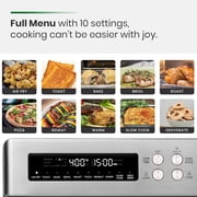 Air Fryer Oven, Large Countertop Convection Oven, 10-in-1 Combo, 6 Slices of Toast, Easy-Clean Enamel Baking Pan, Includes Recipes, Brushed Stainless Steel Finish