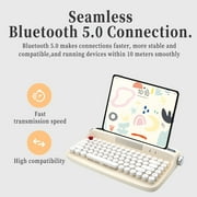 ITIGOITIE Retro Typewriter Style Bluetooth Keyboard, 84-Key Compact Design, Multi-Device Support, Yellowish White