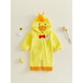 thumbnail image 2 of RUINIXCW Baby Unisex Yellow Plush Chick Cosplsy ece Cute Beak Hood Fuzzy Jumpsuit for Easter Halloween Newborn Photo Props, 2 of 8