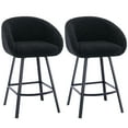 thumbnail image 4 of Zesthouse 26.4" Counter Height Swivel Bar Stools Set of 2, Sherpa Barrel Bar Stools with Backs, Modern Boucle Counter Stools for Pub Kitchen Island, Black, 4 of 14