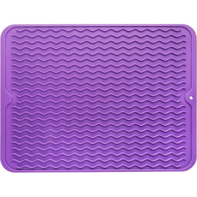 MicoYang Tapete de silicona para secar platos para uso múltiple, fácil de limpiar, ecológico, tapete de silicona resistente al calor para encimera o fregadero de cocina, refrigerador o revestimiento d