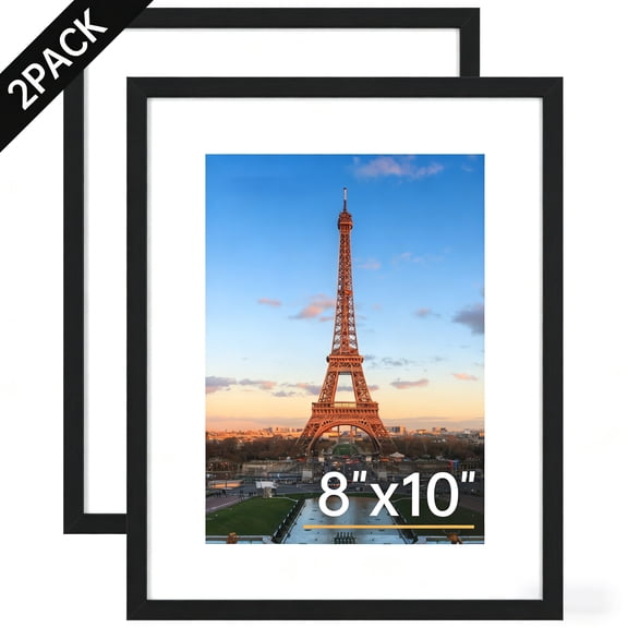 YMWVH 2Pack Black A4 Picture Frames - 8.27x11.69 Inch, Fits 6x8 with Mat & 8x12 Without Mat for Home Office