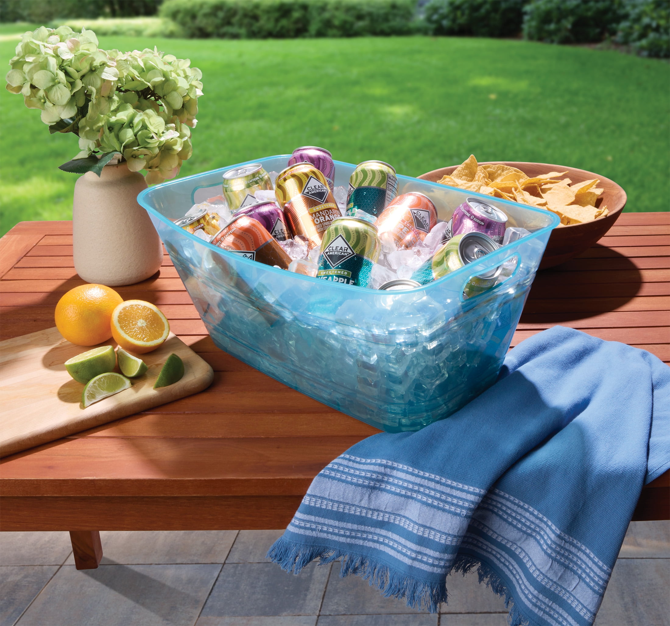 Mainstays 20" Plastic Rectangular Beverage Tub - Green