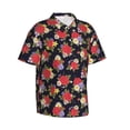 thumbnail image 2 of Balery Red Rose Flower Print Men's Hawaiian Shirts Short Sleeve Beach Shirt Relaxed Fit Vacation Button Down Shirts-X-Large, 2 of 9
