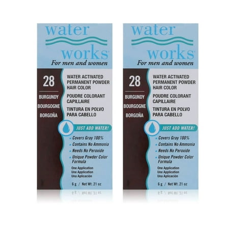 Waterworks Water Activated Permanent Powder Hair Color 6g / 0.21 oz - #28 Burgundy x 2
