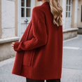 thumbnail image 3 of Womens Lightweight Open Front Cardigan Soft Comfy Long Sleeve Knitted Sweaters Fashion Casual Outerwear with Pockets New Red XL, 3 of 4