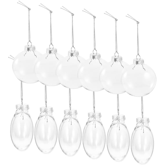 LEORX Clear Plastic Christmas Ball Ornaments for Decor 12pcs Set Versatile Party Supplies Lightweight