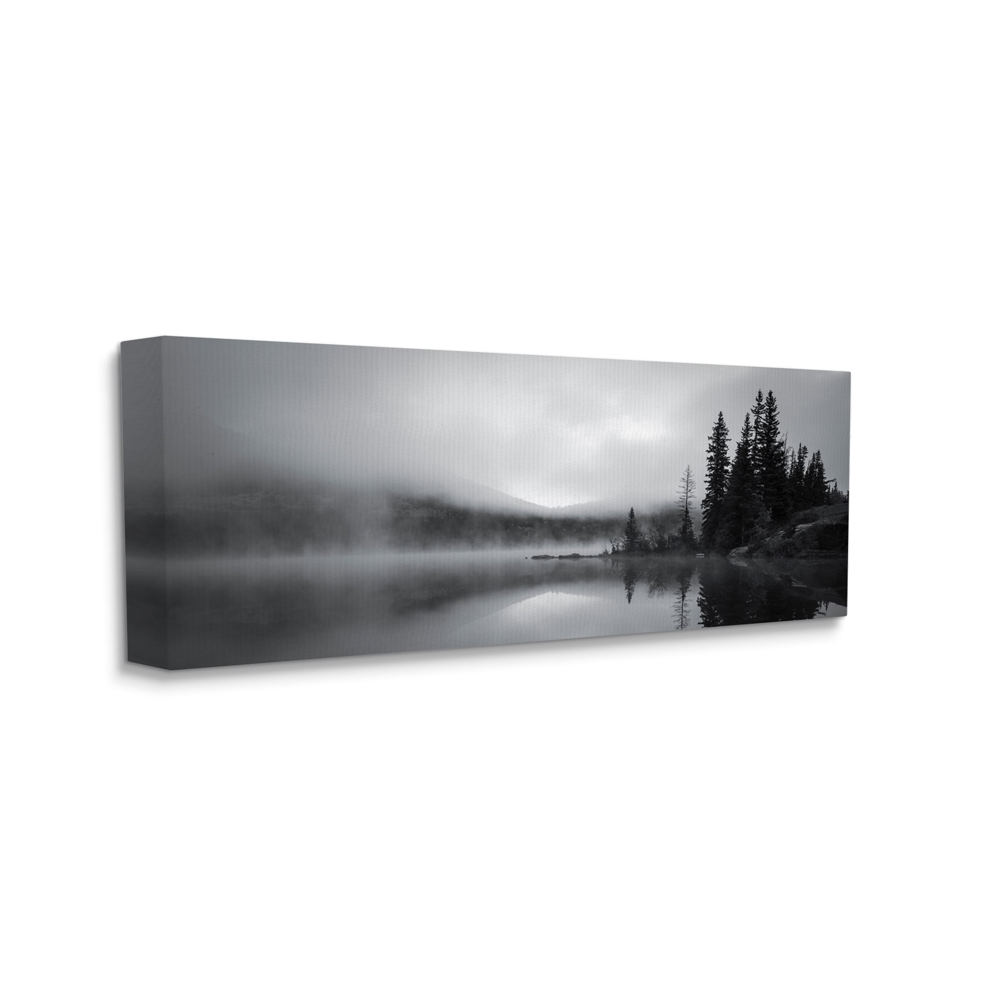 Stupell Industries Misty Lake Photography Landscape Photography Gallery Wrapped Canvas Art Print Wall Art, 40 x 17
