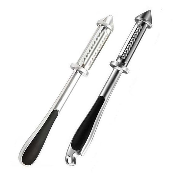 LSLJS 2Pcs Stainless Steel Vegetable Peeler, Kitchen Gadgets, 5 in 1 Multifunctional Fruit Peeler with Julienne Function, Excavation Design and Bottle Opener Melon Grater Food Fish Skin Scraper Knife