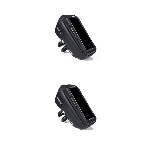 Naiovety Bolsa de marco de bicicleta de montaña EVA Teléfono móvil Bicicletas Bolsas de sillín Frontal portátil Teléfono celular Bolsa de Negro 2Conjunto