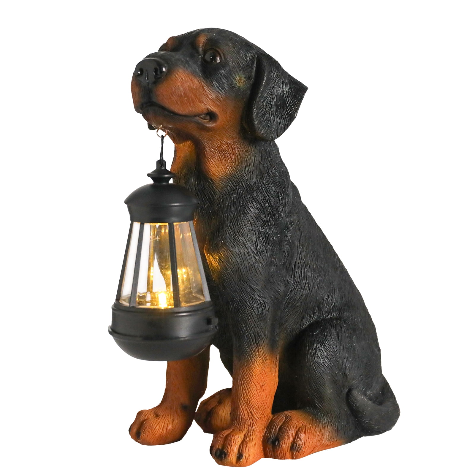 Solar LED Dog Statue - 13" Puppy Figurine Garden Decor with Lights, Garden Statue Outdoor Decoration for Patio, Lawn, Yard