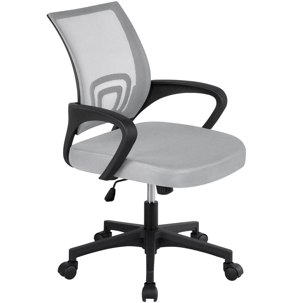 Black Yaheetech Office Drafting Chair Ergonomic Task Desk Computer Chair Mid-Back Swivel Chair w/Lumbar Support Armrests Adjustable Height Rolling Wheels for Artists and Students 
