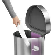 simplehuman 12 Gallon Semi-Round Sensor Trash Can with Liner Pocket, Brushed Stainless Steel