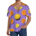 thumbnail image 3 of KLL Yellow Lemon And Orange Print Men's Shirt Short Sleeve Button Down Summer Cuba Beach Shirts- Large, 3 of 7