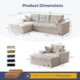 thumbnail image 4 of BYBYME Sofa Couch and Chaise Lounge,L Shaped Cloud-Plush Corduroy Boneless Floor Sofa Bed,Tufted Upholstered Sleeper Chair for Living Room,Beige, 4 of 6