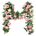 thumbnail image 2 of Artificial Flower Vine Garland Hanging Floral Plants Twists For Wedding Garden Wall Party Home Indoor Outdoor Decoration,Floral Garland,Hanging Vine,Light Pink,6.6 Ft, 2 of 10