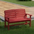 thumbnail image 3 of Wildridge Classic Bench, Cardinal Red - Outdoor Weather Resistant Poly Lumber Bench for Patio, Deck, Garden, 3 of 4