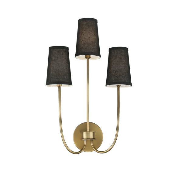 Trade Winds Diana 3-Light Wall Sconce in Natural Brass