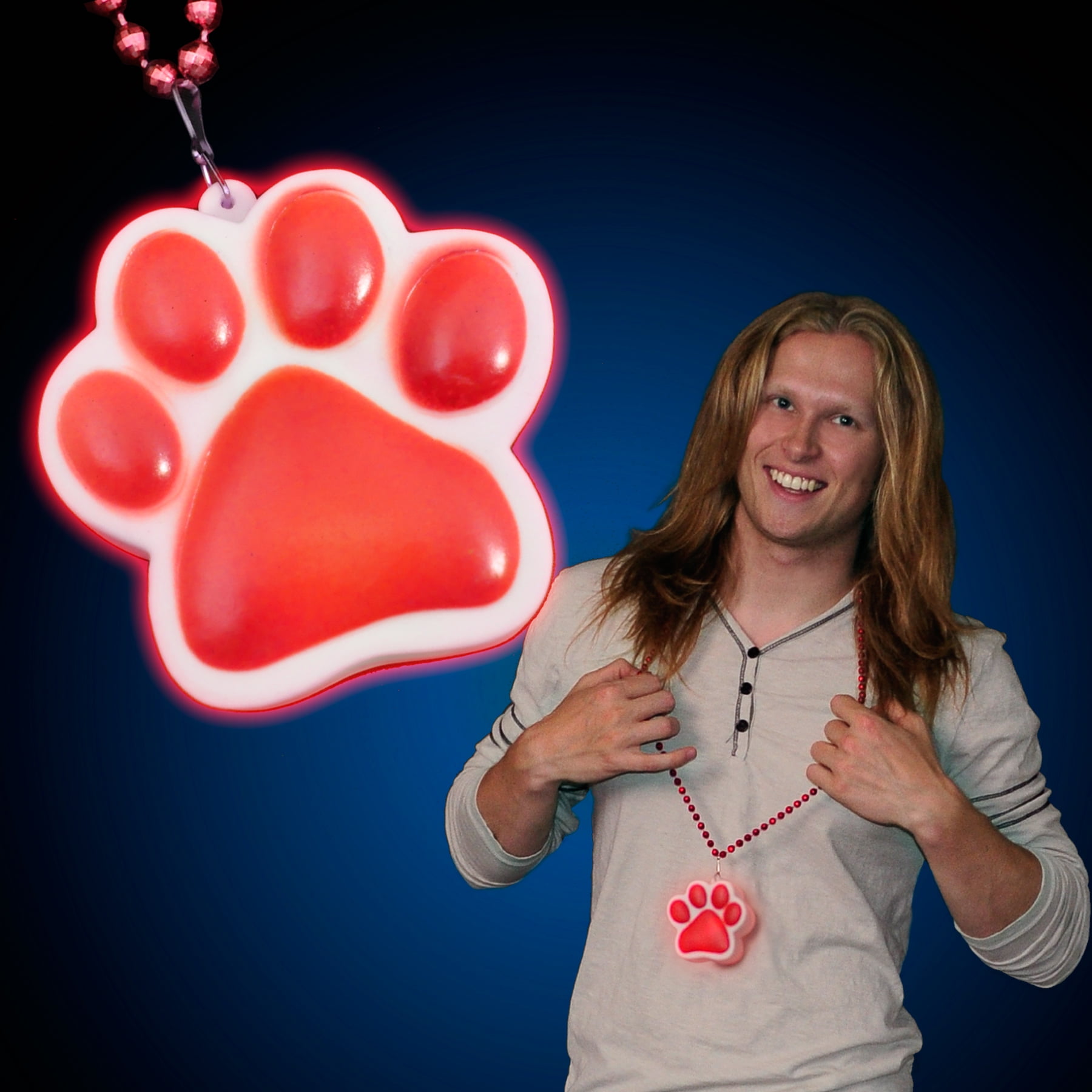 FlashingBlinkyLights Light Up Paw Print Charm Necklace