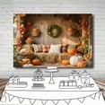 thumbnail image 4 of Fall Thanksgiving Backdrop Rustic Wood Board Autumn Wreath Haystack Background Indoor Props for Baby Birthday Thanksgiving Decorations Banner, 4 of 5