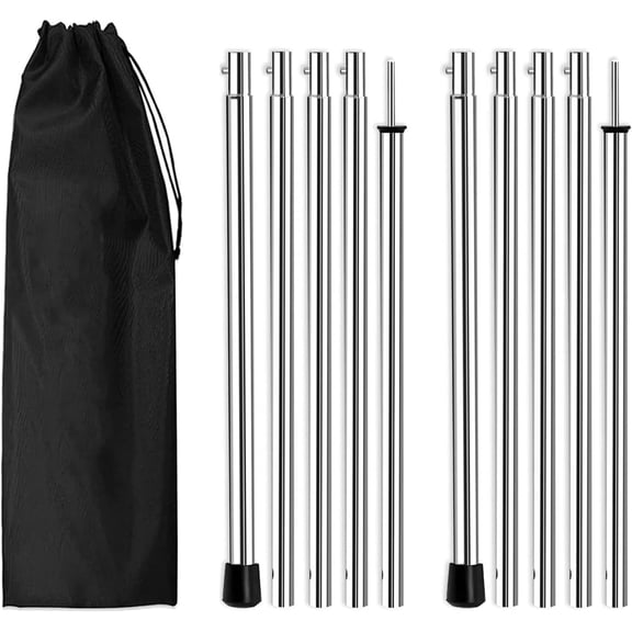 Telescoping Tent Poles Adjustable Tarp Poles Camping Stainless Steel Lightweight for Trap Sun Sails Canopy Awning Shelter Backpacking Hiking Set of 2