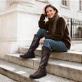 thumbnail image 2 of Botas DREAM PAIRS TRACE para mujer, altas hasta la rodilla, con piel sintética marrón, talla 8, 2 of 8