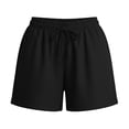 thumbnail image 6 of iHPH7 Women’s Vacation Beach Cotton Linen Shorts Drawstring Elastic Waist Summer Casual Loose Fit Shorts with Pockets Black L, 6 of 9