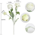 thumbnail image 3 of White Peonies White Artificial Ranunculus Flowers8Heads Faux Peonies .7" White Fake Flowers for Floral Arrangements Wedding Decorations for Home Decor Indoor (White), 3 of 5