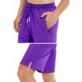 thumbnail image 4 of QPNGRP Men's Workout Stretch Shorts Casual Drawstring Elastic Zipper Pockets Purple 32, 4 of 8