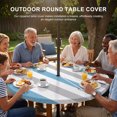 thumbnail image 3 of Round Outdoor Tablecloth with Umbrella Hole and Zipper, Blue Grey Striped Tablecloth with Elastic Waterproof, Geometric Vertical Stripes Minimalist Patio Table Covers for 55" - 60" Pool Tables, 3 of 9
