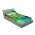 thumbnail image 2 of Ambesonne Abstract Fitted Sheet & Pillow Sham Set, Spring Flowers, Twin, Green Yellow, 2 of 2