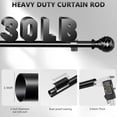thumbnail image 3 of Heavy Duty Black Curtain Rod for Sliding Glass Doors, Adjustable 72 to 154 Inches, 1 Inch Diameter, Extra Long Renter-Friendly Design, 3 of 5