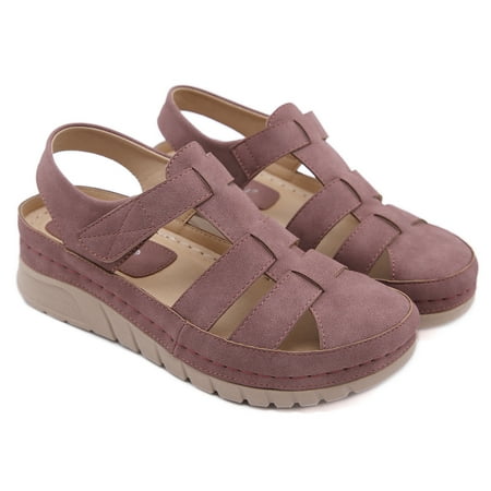 

Women‘s Minimalist Platform Sandals Faux Leather Hook And Loop Wedge Sandals Women‘s Footwear