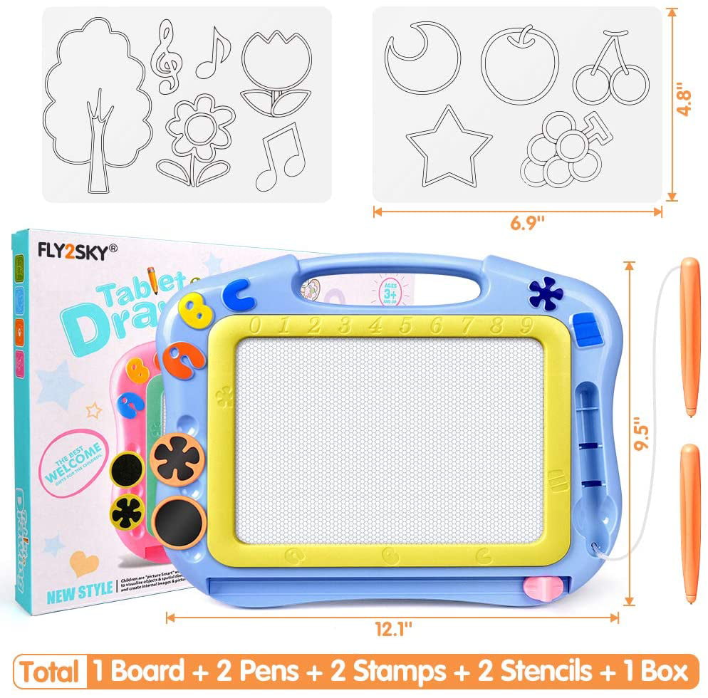 Travel Size Magnatic Doodle Board with 4 Stampers JETFLIP Magnetic Drawing Doodle Board for Toddlers Educational Doodle Kids Toys for 3 4 5 Years Old Girls Boys 