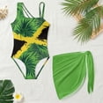 thumbnail image 3 of Xixirimido Green Palm Leaf Jamaican Flag Print Girls Swimsuits Set One Piece Swimsuit with Mesh Cover Up Quick Dry Summer Bathing Suit with Adjustable Strap & Removable Bra, Size 13-14 Years, 3 of 7